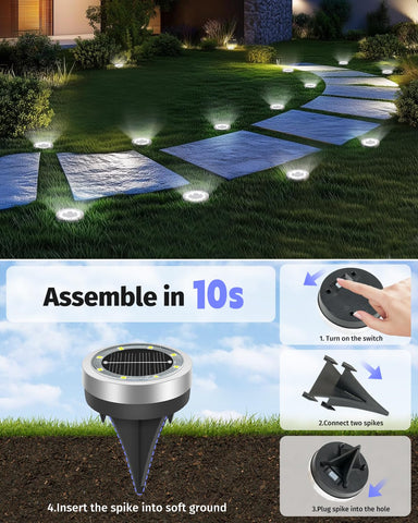 SenLuKit easy-install garden light with spikes anchors securely on soil.