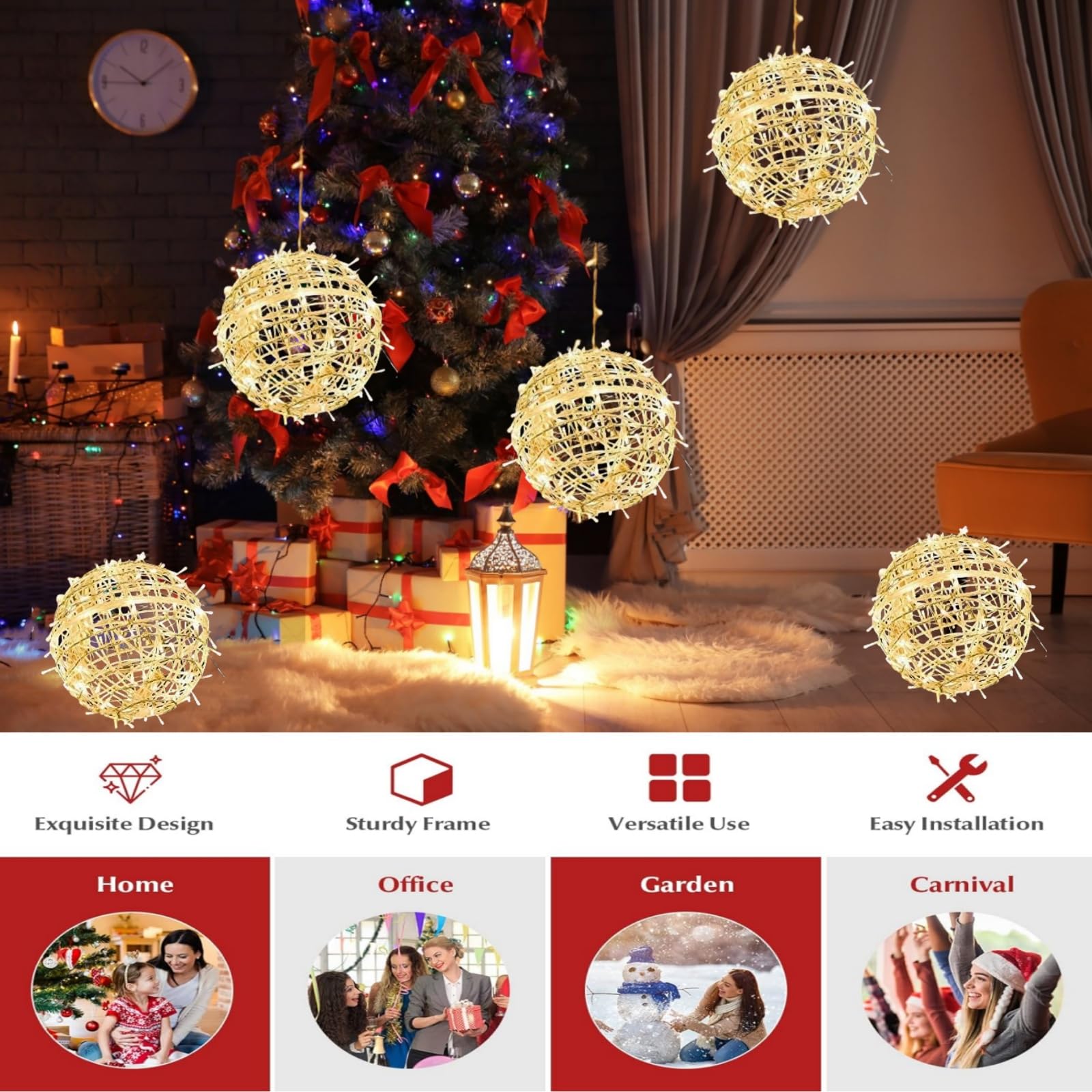 SenLuKit memory-timer sphere lights simplify scheduling for easy holiday lighting.