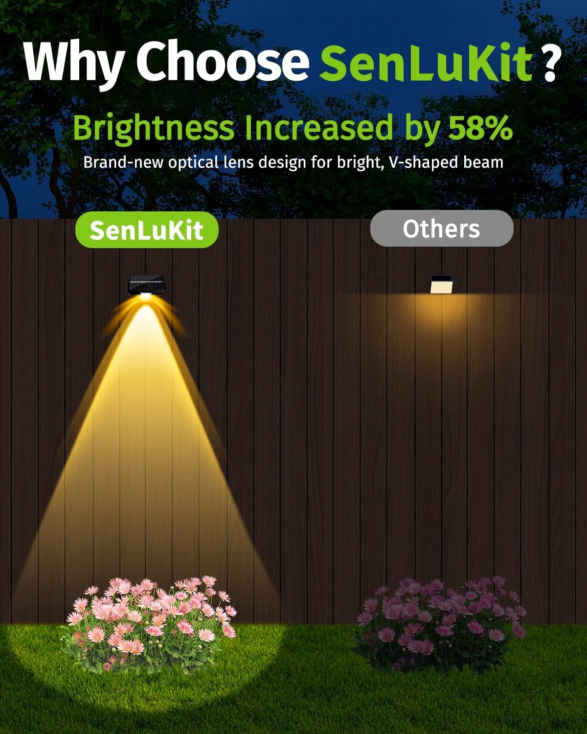 SenLuKit solar fence light wall-mount installation on flat surface for easy setup.