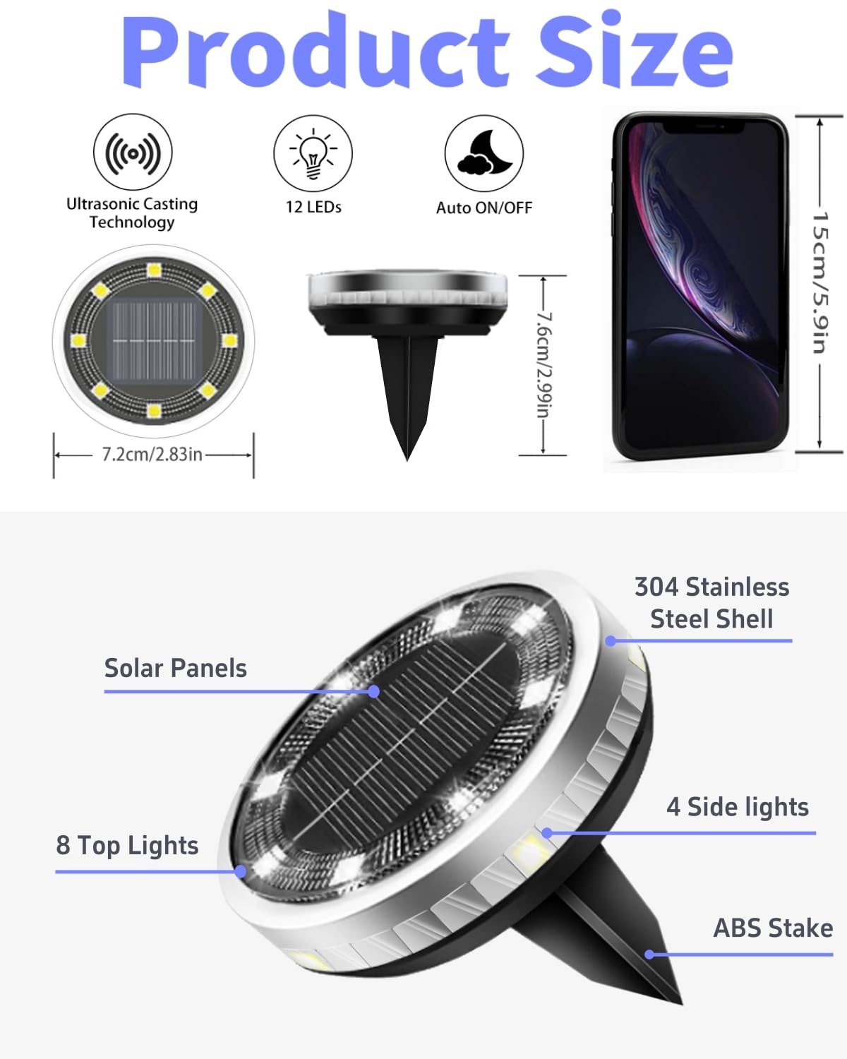 SenLuKit solar ground lights install easily with ground spikes for quick setup