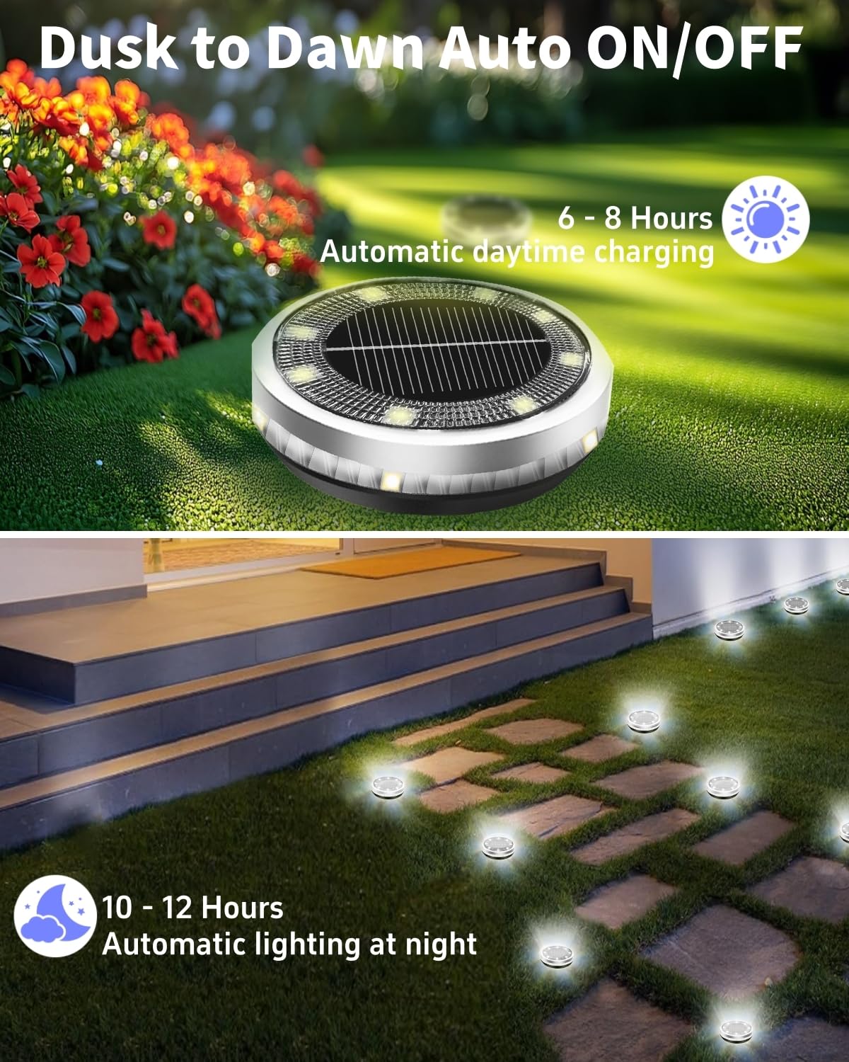 SenLuKit solar ground lights use stainless steel and ABS for sturdy construction
