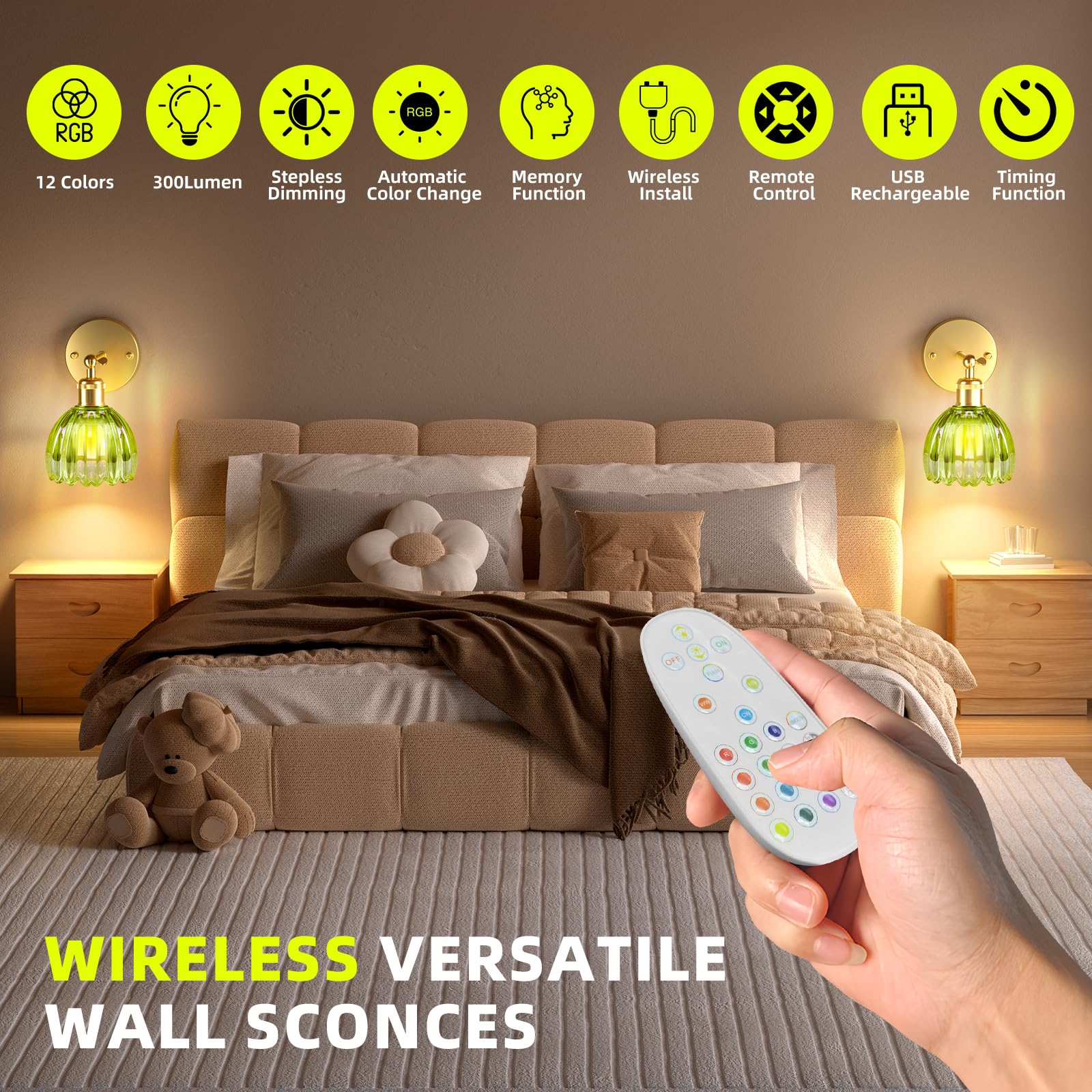 Senluyi wall sconce with remote-control operation for easy adjustments