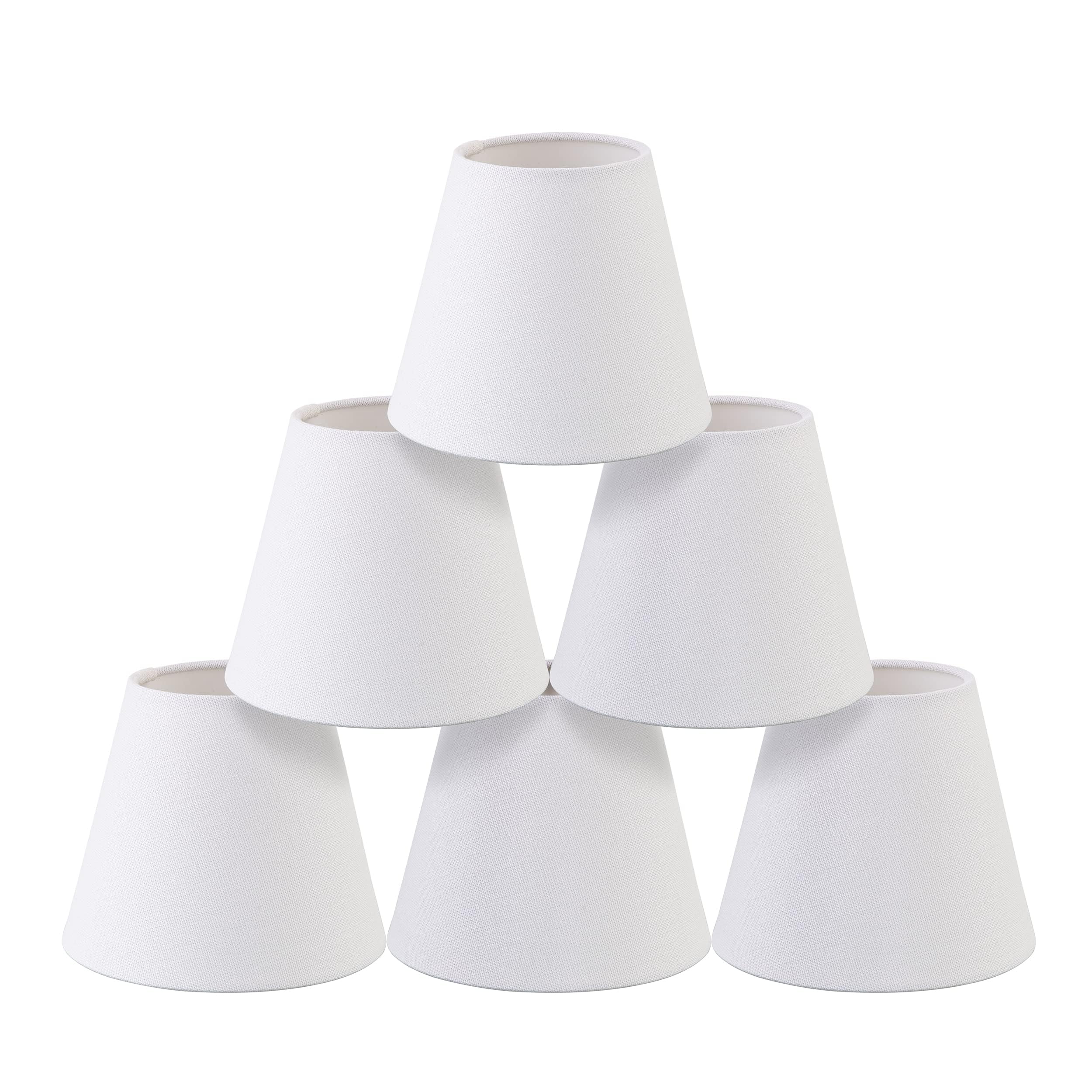 Senmao Home Decor clip-on chandelier shade in white linen for soft diffuse lighting.