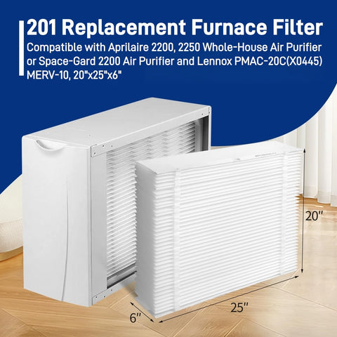 Senowi 201 filter close-up shows MERV-10 media for cleaner indoor air.