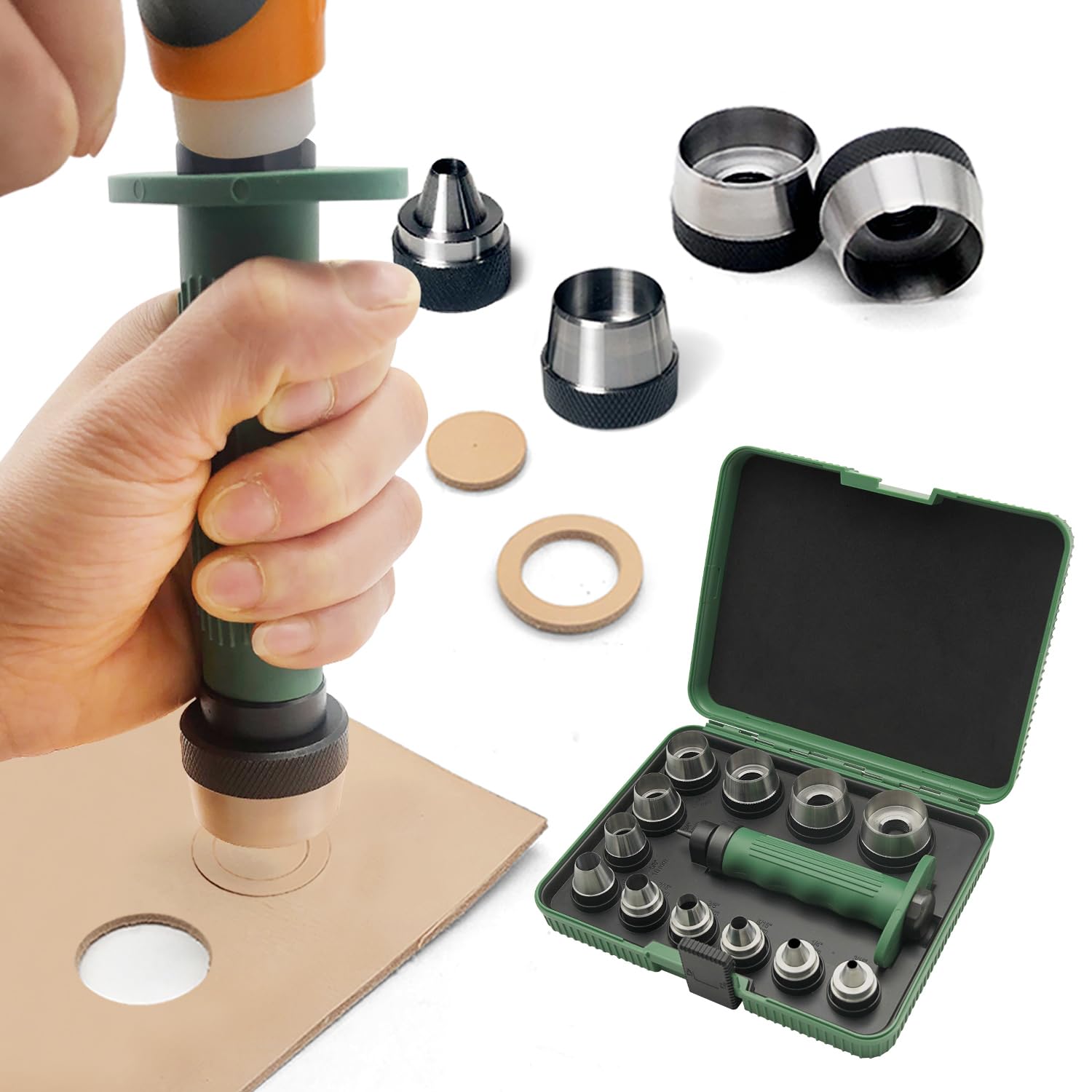 SENROG 12-in-1 gasket punch set with organized storage for quick access.