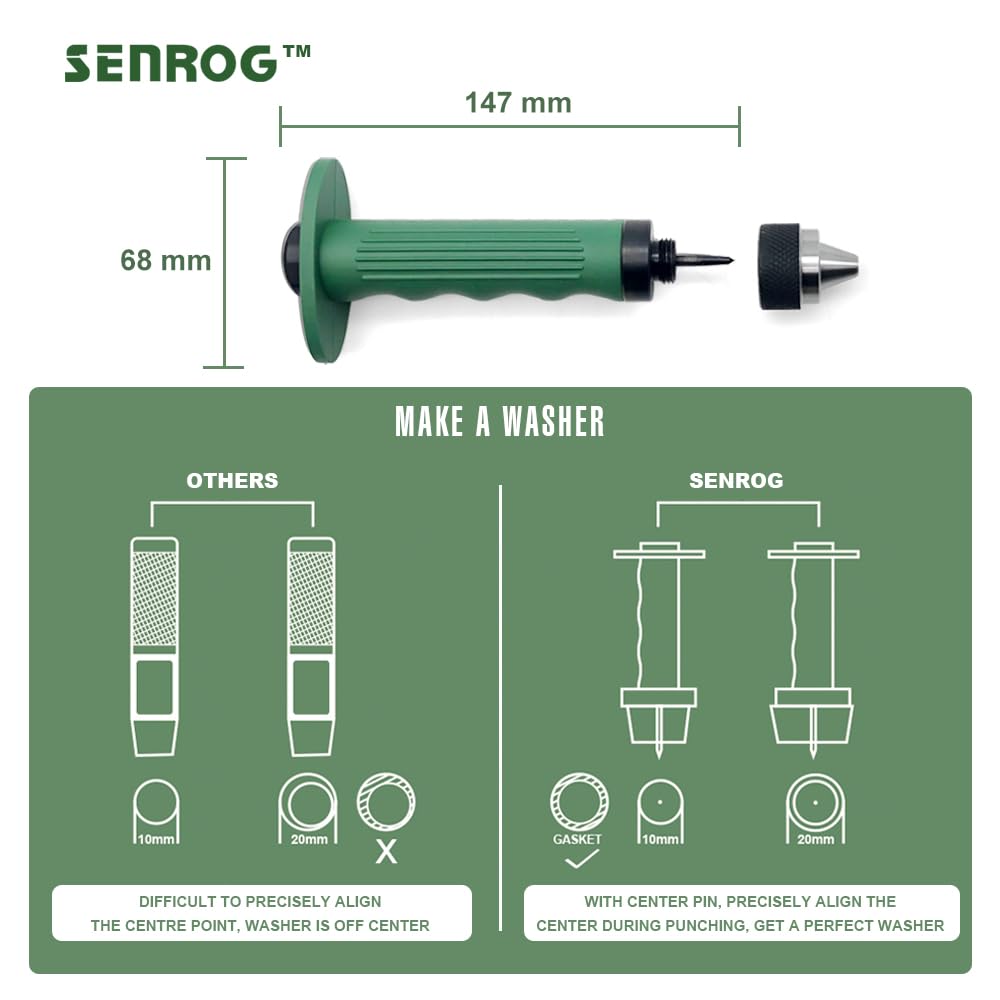 SENROG hollow punch heads cover sizes from 3/16 to 1-1/4 inches.