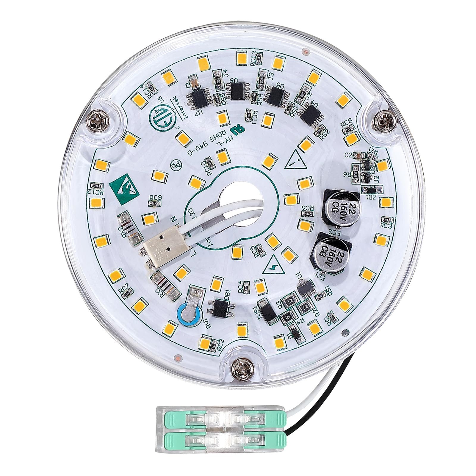 Senroyal LED retrofit kit round panel foregrounding bright 6000K daylight illumination for fans