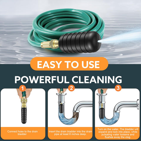 Senshare Drain Bladder setup for bathroom and kitchen drains in home use.