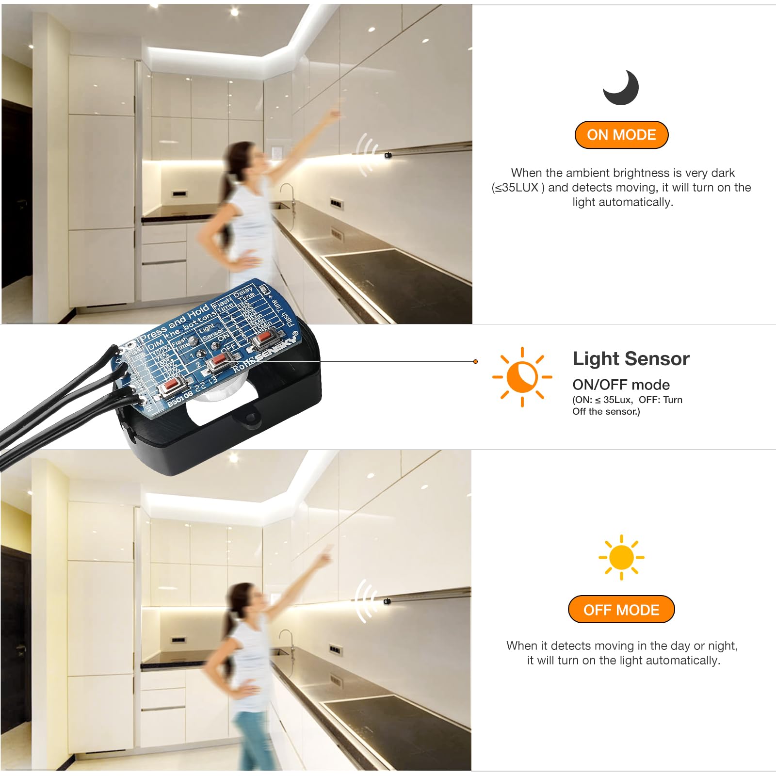 Sensky motion activated LED strip light closet lighting creates quick safe access