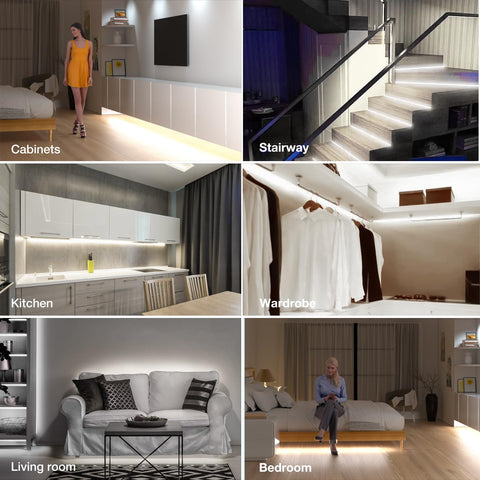 Sensky motion activated LED strip light stairway lighting improves visibility on ascent