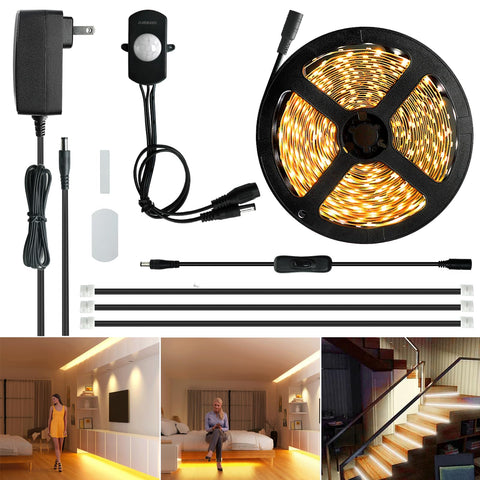 Sensky motion strip light kit for the bedroom illuminates with smart, space-saving glow.