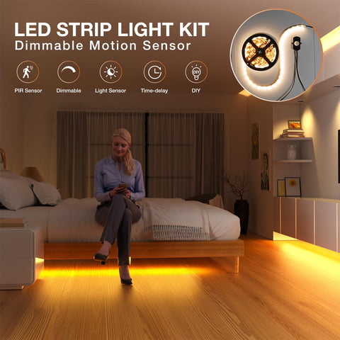 Sensky motion strip light kit kitchen brightens work areas with motion-activated efficiency.