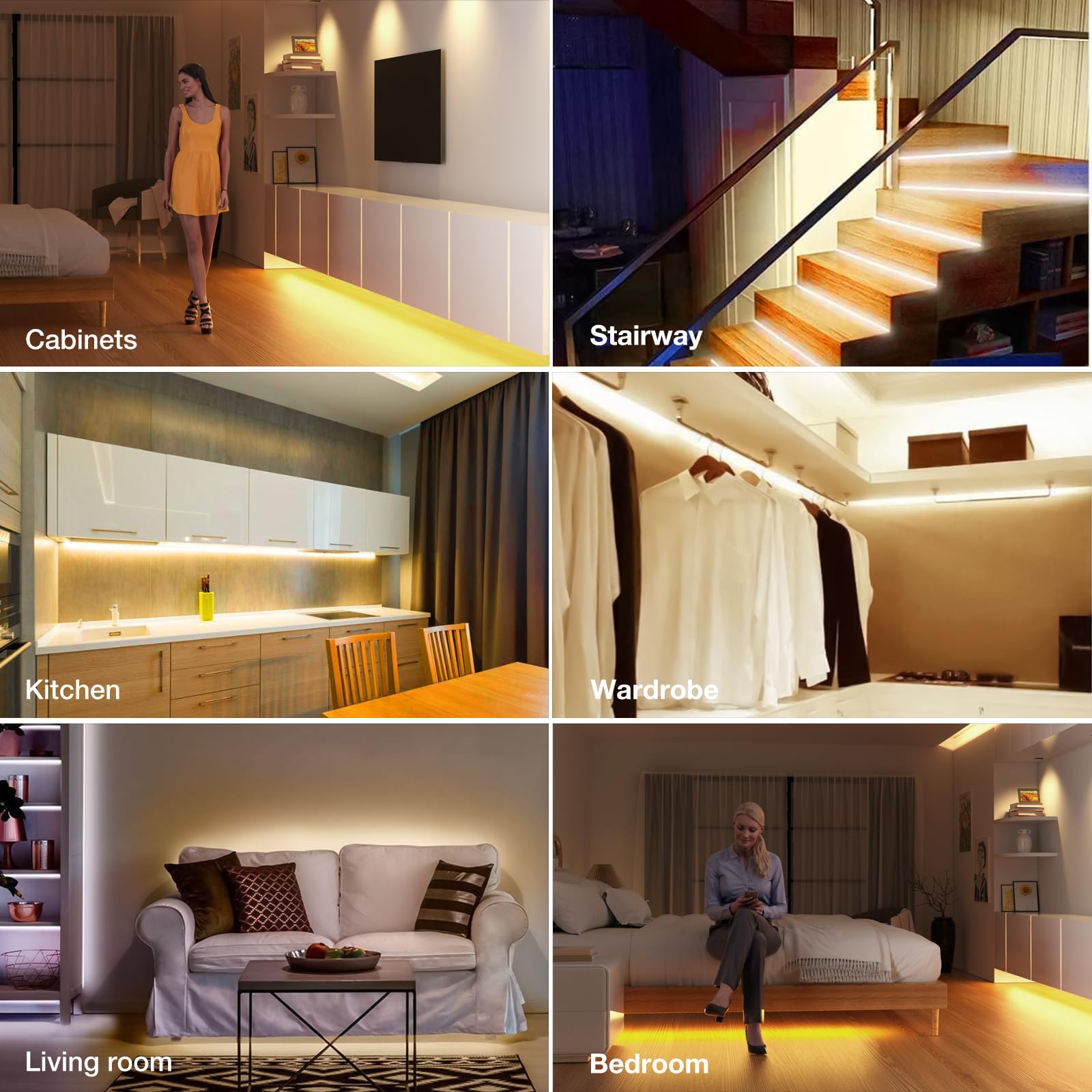 Sensky motion strip light kit stairway guides every step with safe lighting.