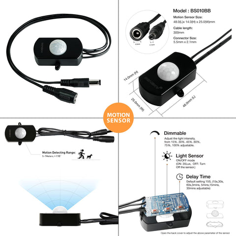 Sensky motion strip light kit under bed creates low-profile illumination for late-night trips.