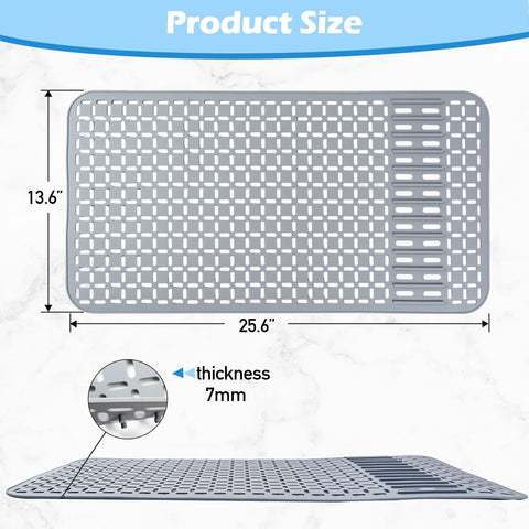 Sentoda silicone sink mat with DIY drain hole demo using acrylic board for flexible drainage.