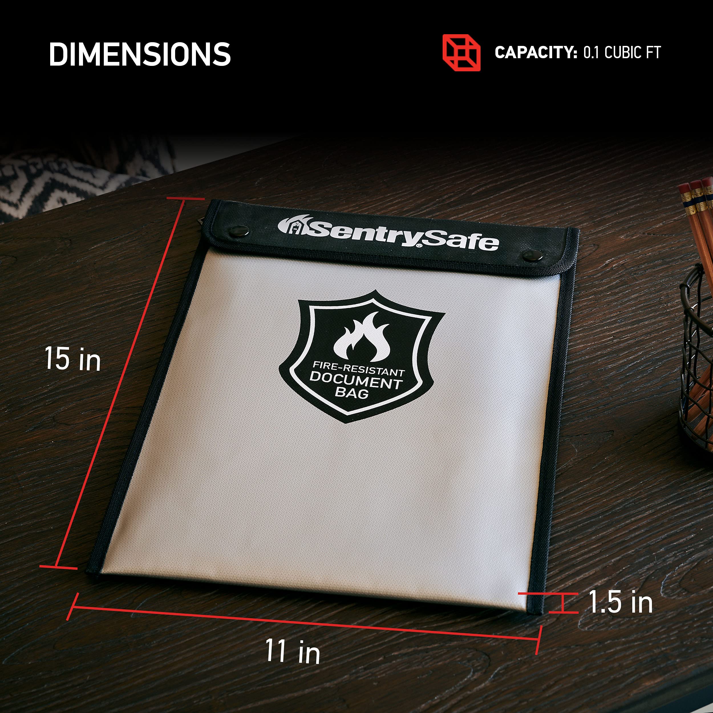 SentrySafe dual closure with snaps and zipper enhances security