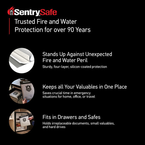SentrySafe outer layer provides water resistance to keep contents dry