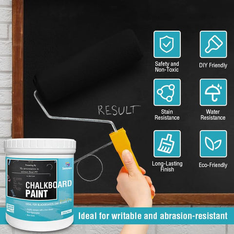 SENVEN chalkboard paint on glass allows sleek, reusable messages.