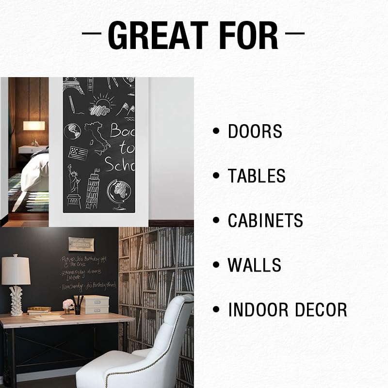SENVEN chalkboard paint revives old boards for classrooms and kitchens.