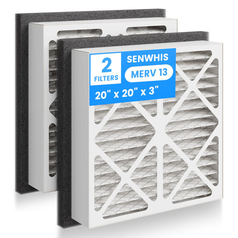 SENWHIS 20x20x3 MERV-13 filter pack front view for clean air