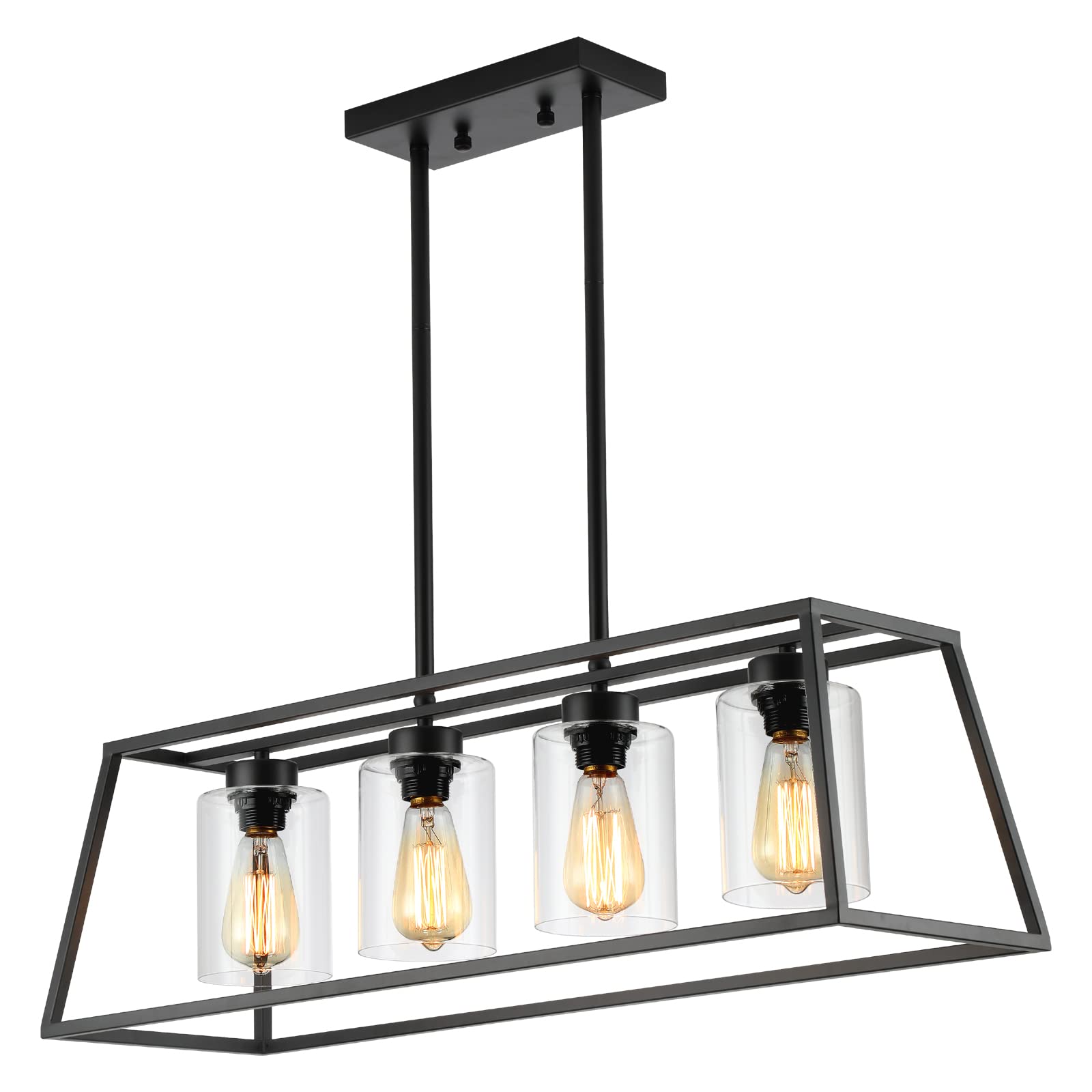 Senyshilon black farmhouse chandelier over dining table adds warm rustic ambiance