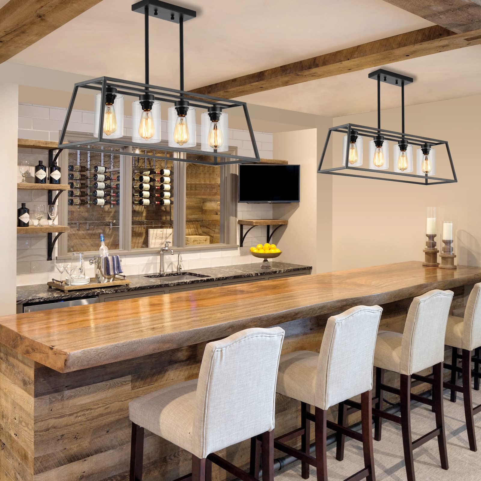 Senyshilon chandelier with glass shade adds elegant sparkle