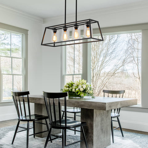 Senyshilon rectangular black chandelier enhances kitchen lighting