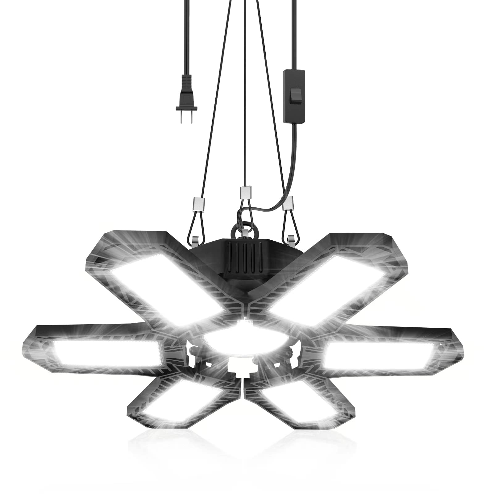 SEOBIOG plug-in garage light front view delivering bright, even illumination.