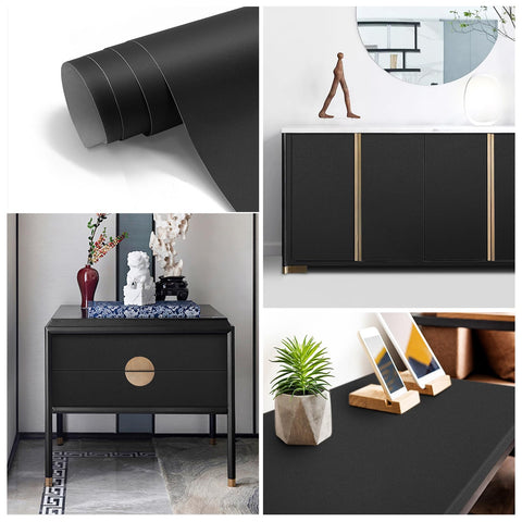 Seonta contact paper applied to furniture to refresh cabinets and shelves.
