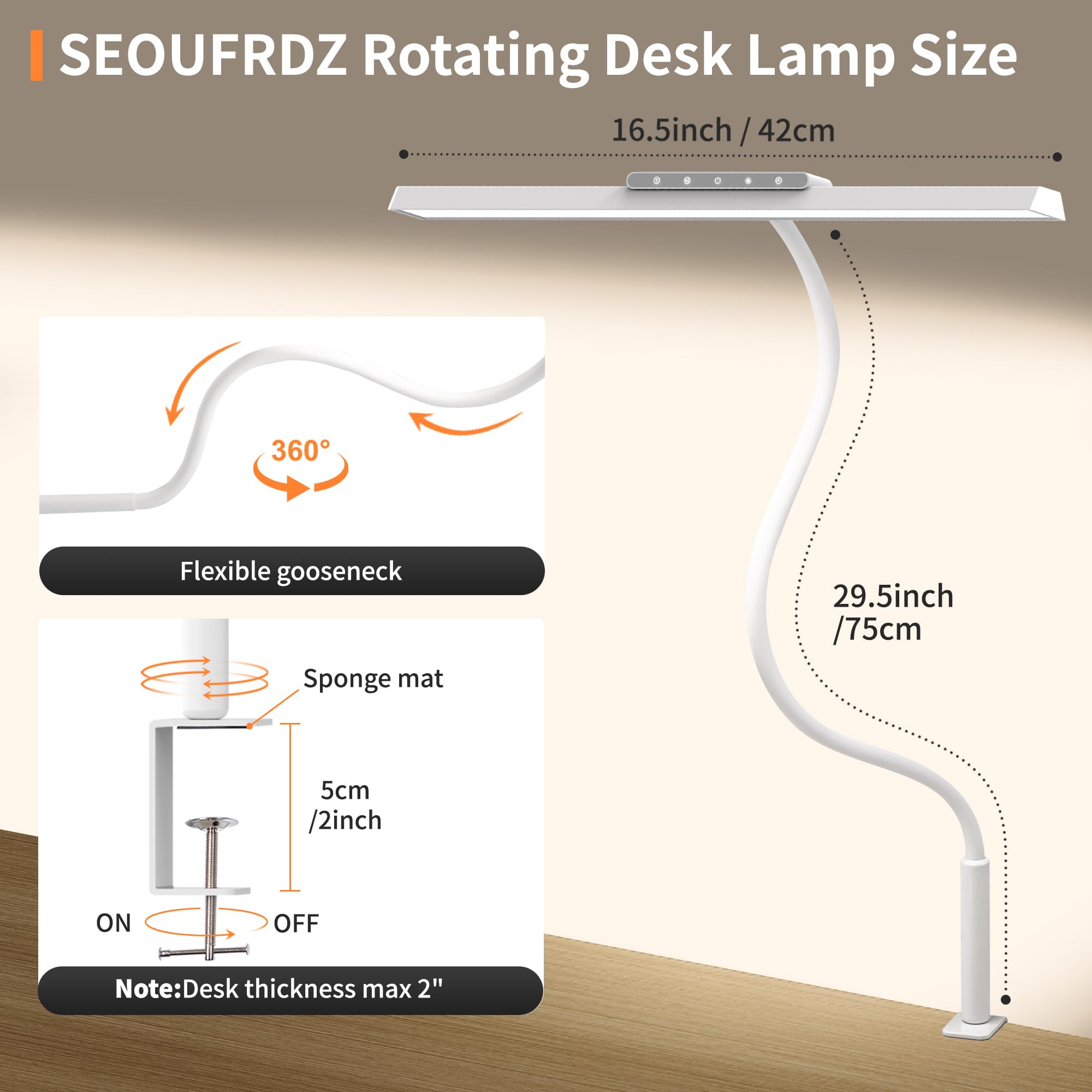 SEOUFRDZ desk lamp clamp mount securely attaches to desks