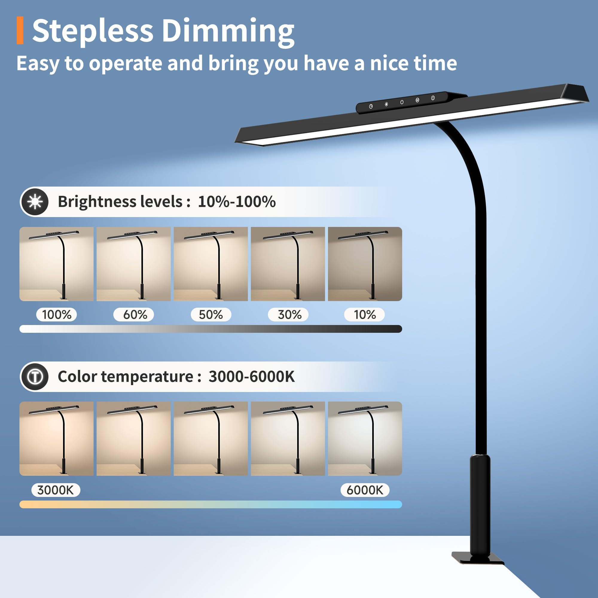 SEOUFRDZ desk lamp delivers wide illumination with minimal shadows.