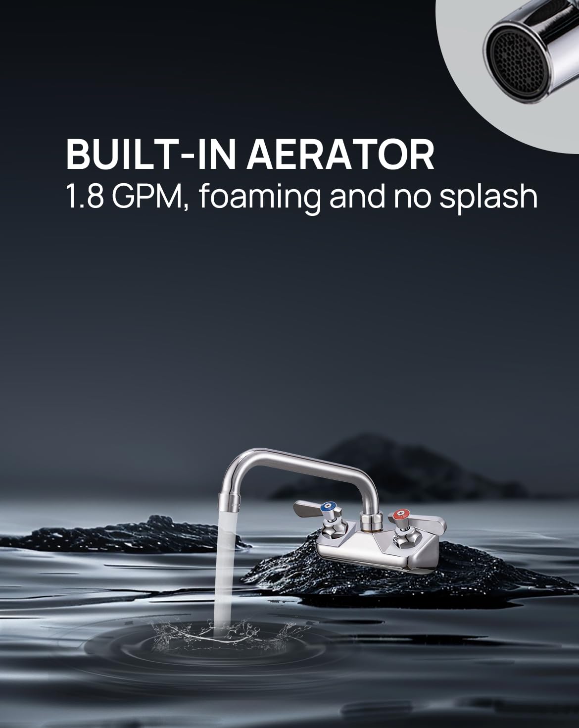 Sepaitek 1.8 GPM aerator reduces splashing and conserves water