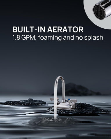 Sepaitek foaming aerator at 1.8 GPM reduces splashing during washing