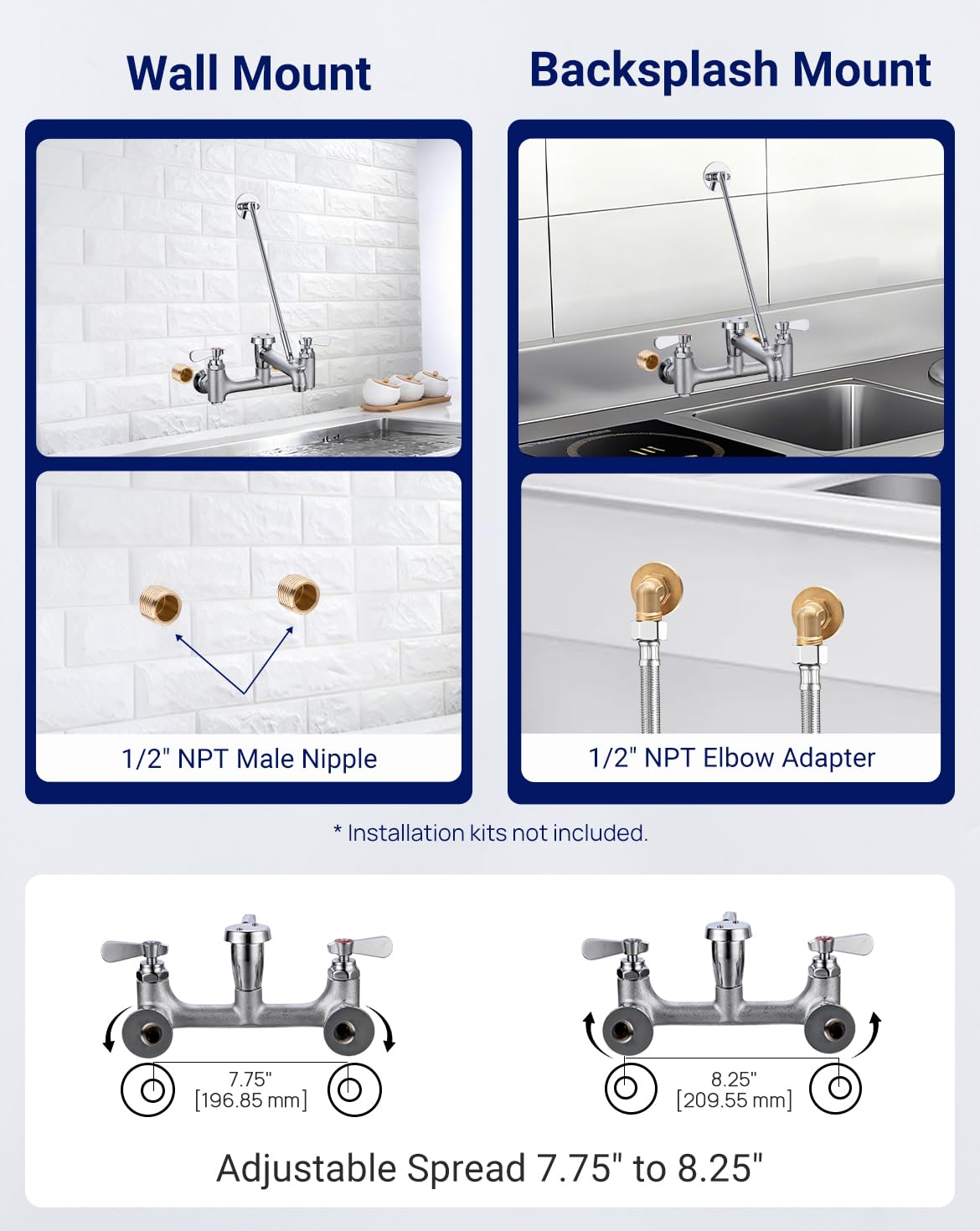 Sepaitek reinforced wall bracket secures heavy duty faucet to wall.