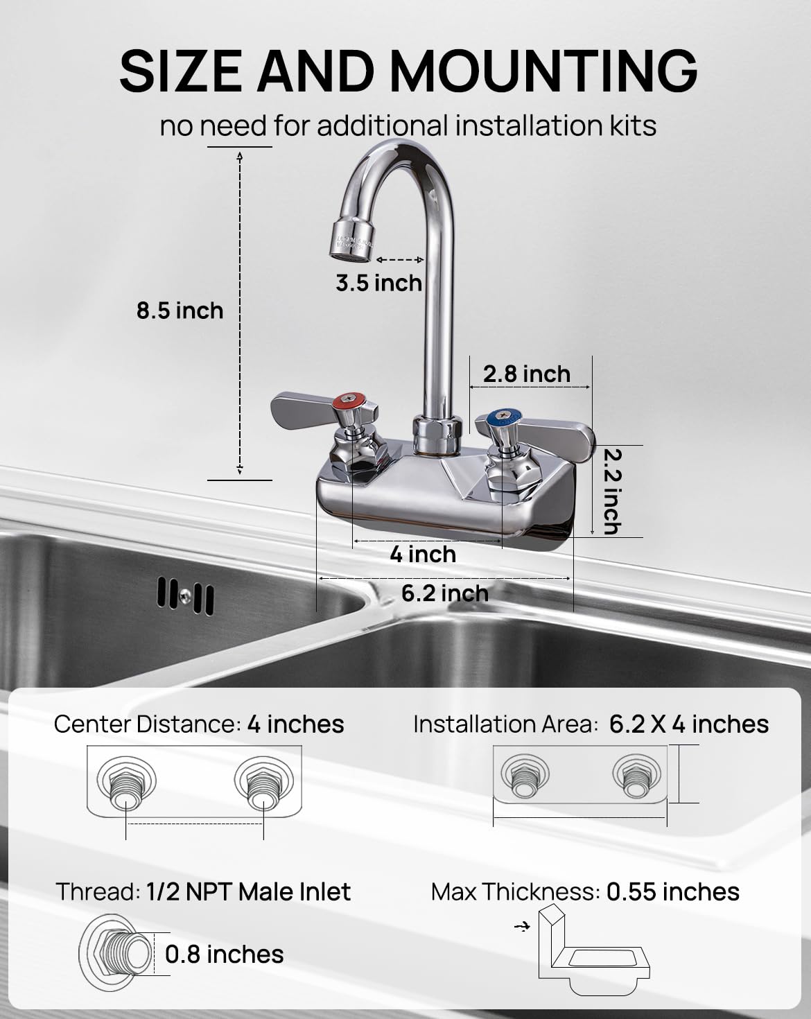 Sepaitek two-handle hot and cold mixer for precise temperature control