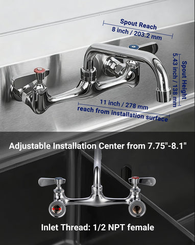 SePaitek wall-mount brass faucet for sturdy commercial use.