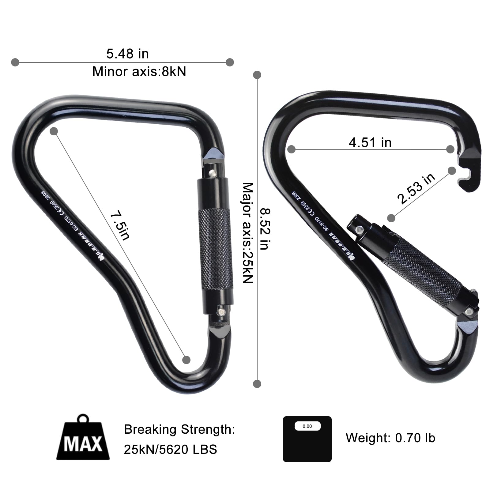 S.E.PEAK ladder hook offers one-handed operation for fast, secure locking.