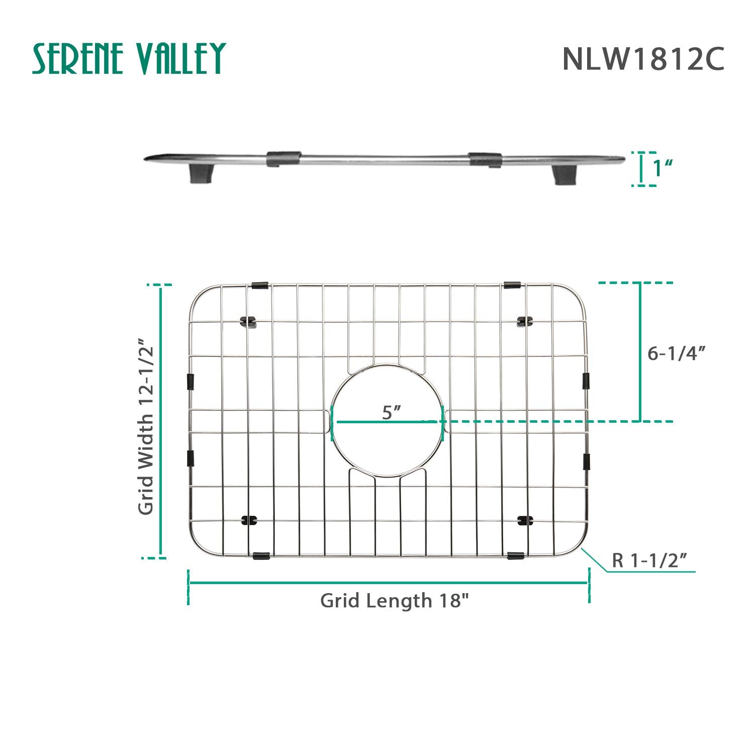 Serene Valley grid features vinyl feet to prevent scratches on steel surfaces.