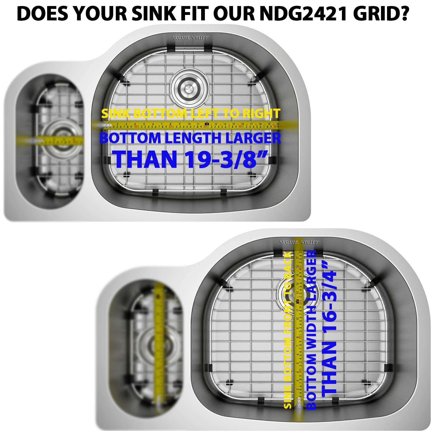 NDG2421 dimensions label indicating exact grid size for fitting