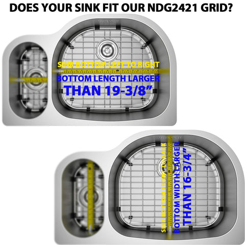 NDG2421 dimensions label indicating exact grid size for fitting