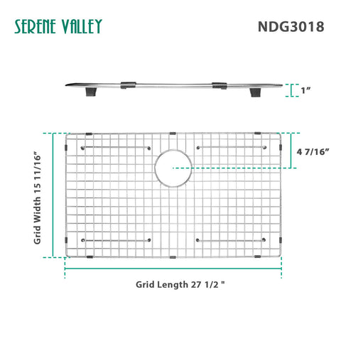 NDG3018 dimensions are 27-1/2 by 15-11/16 inches for many sinks