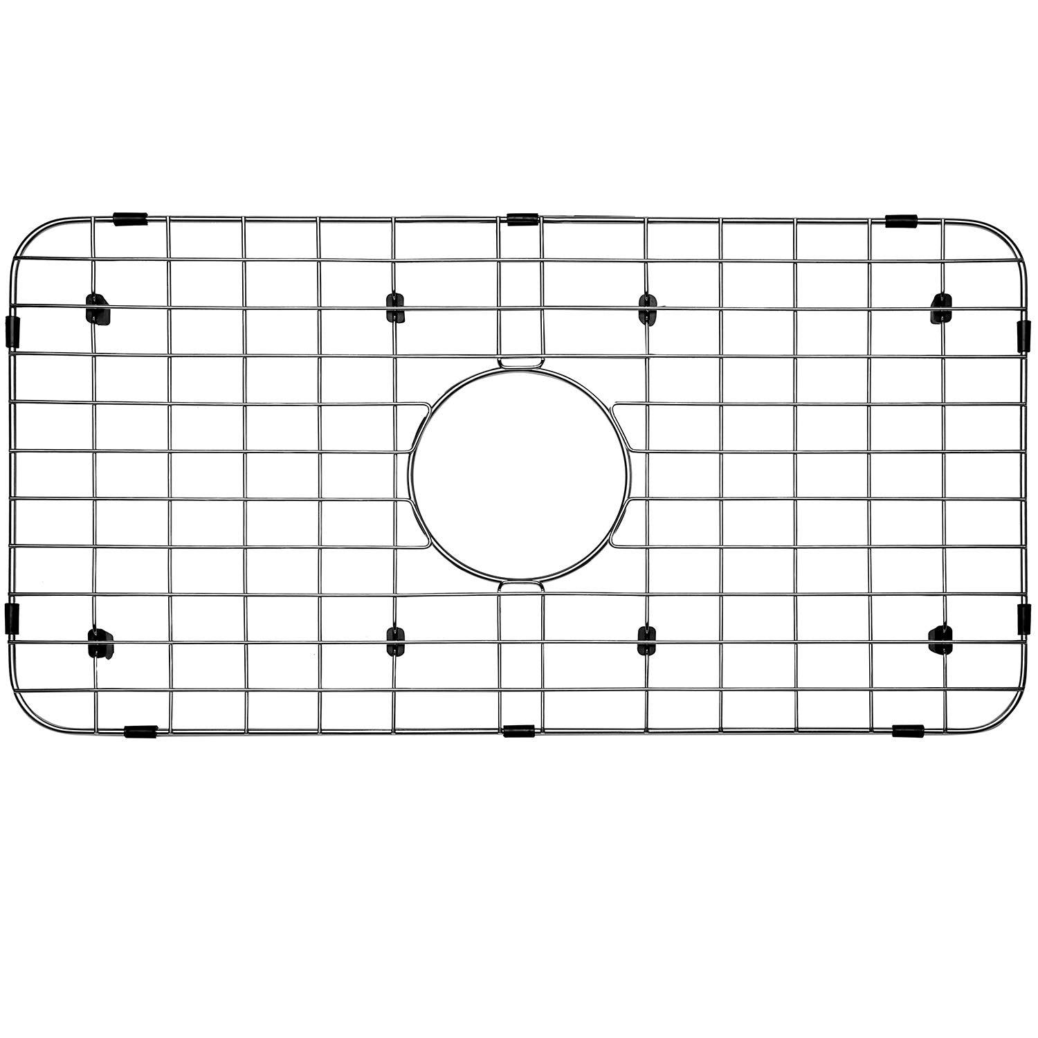 Serene Valley NLW2412C sink grid front view shows centered drain and durable stainless steel.