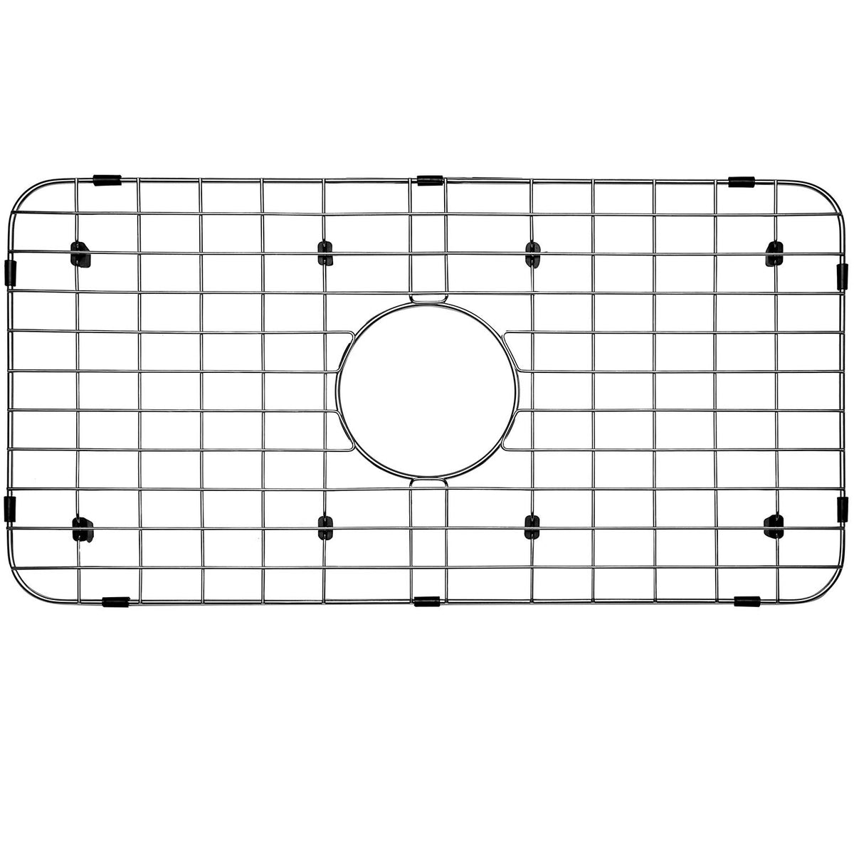 Serene Valley NLW2412C sink grid front view shows centered drain and durable stainless steel.