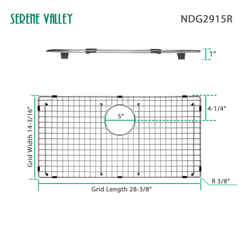 Serene Valley rear-drain grid view demonstrates precise fit for drainage