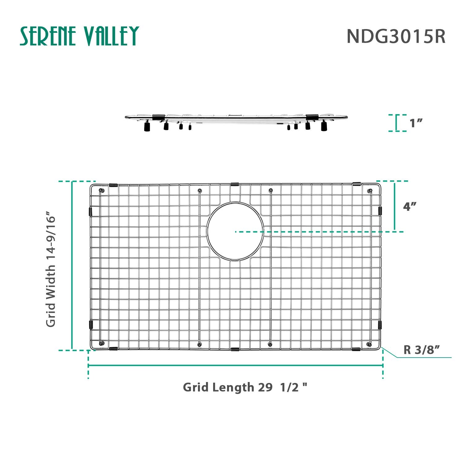 Serene Valley grid close-up highlights durable 304 stainless steel finish.