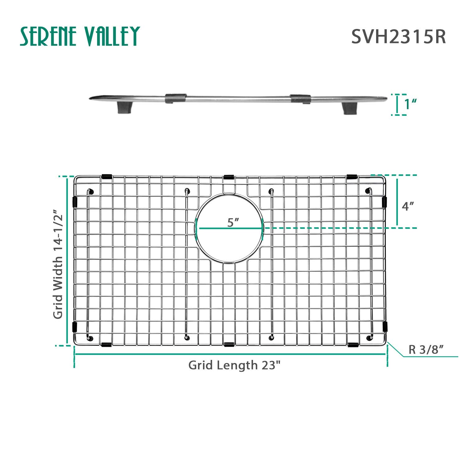 Serene Valley sink grid, rear-drain setup, keeps utensils elevated for easier drying.