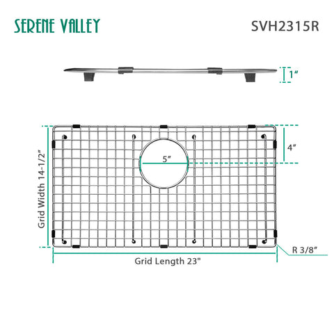 Serene Valley sink grid, rear-drain setup, keeps utensils elevated for easier drying.