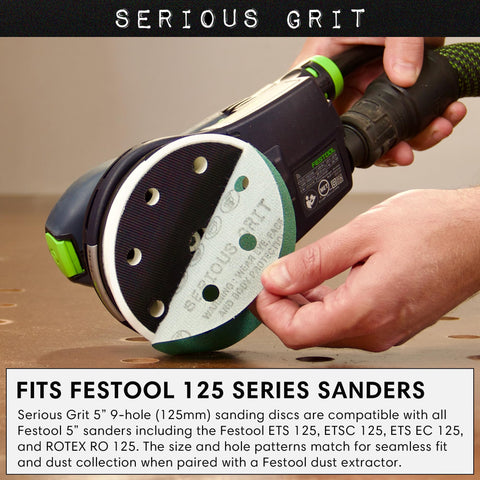 Serious Grit anti-clog coating closeup shows dust-shedding capability during sanding.
