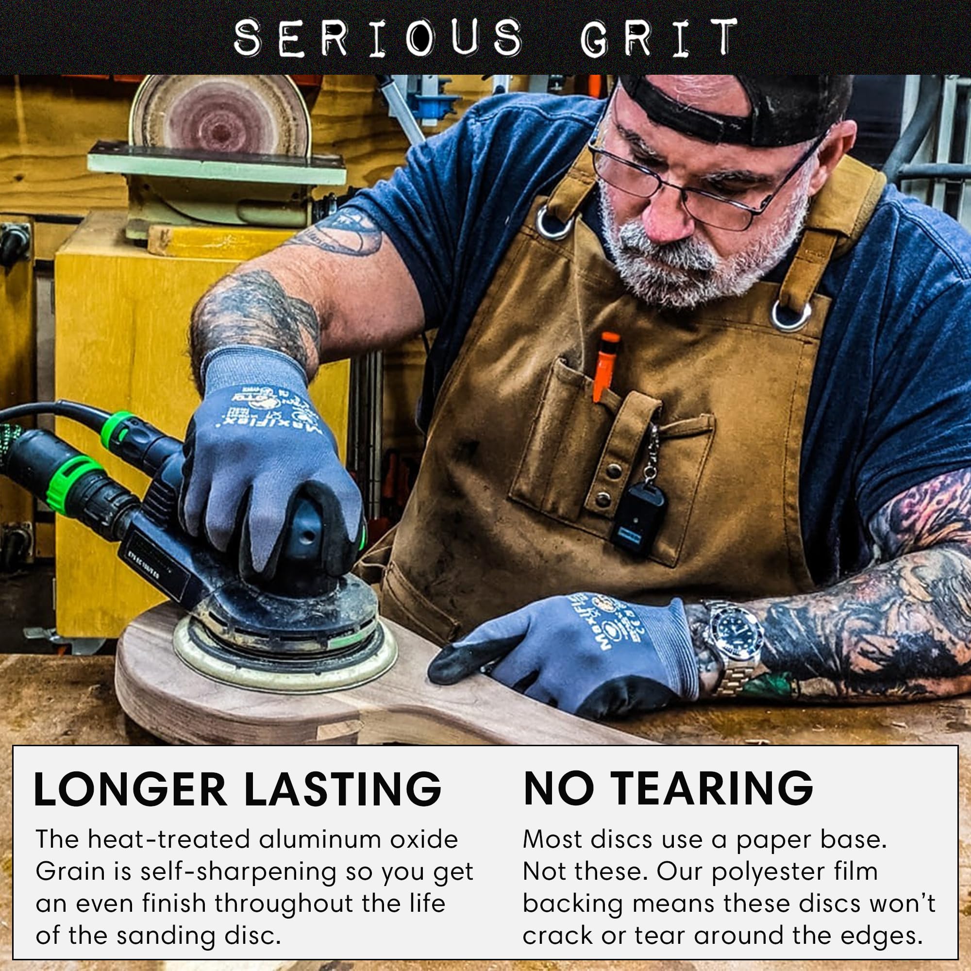 Serious Grit anti-clog coating disc minimizing dust buildup