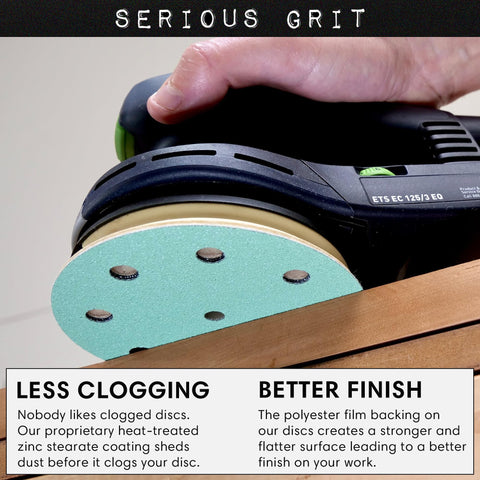 Serious Grit wet-dry disc closeup ideal for auto body prep and paint removal.